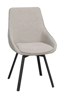 Alison (ruokatuoli beige kangas/mustat metallijalat pyörivä)
