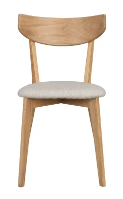 Ami (ruokatuoli lakattu tammi/beige-harmaa kangas)