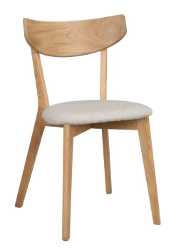 Ami (ruokatuoli lakattu tammi/beige-harmaa kangas)