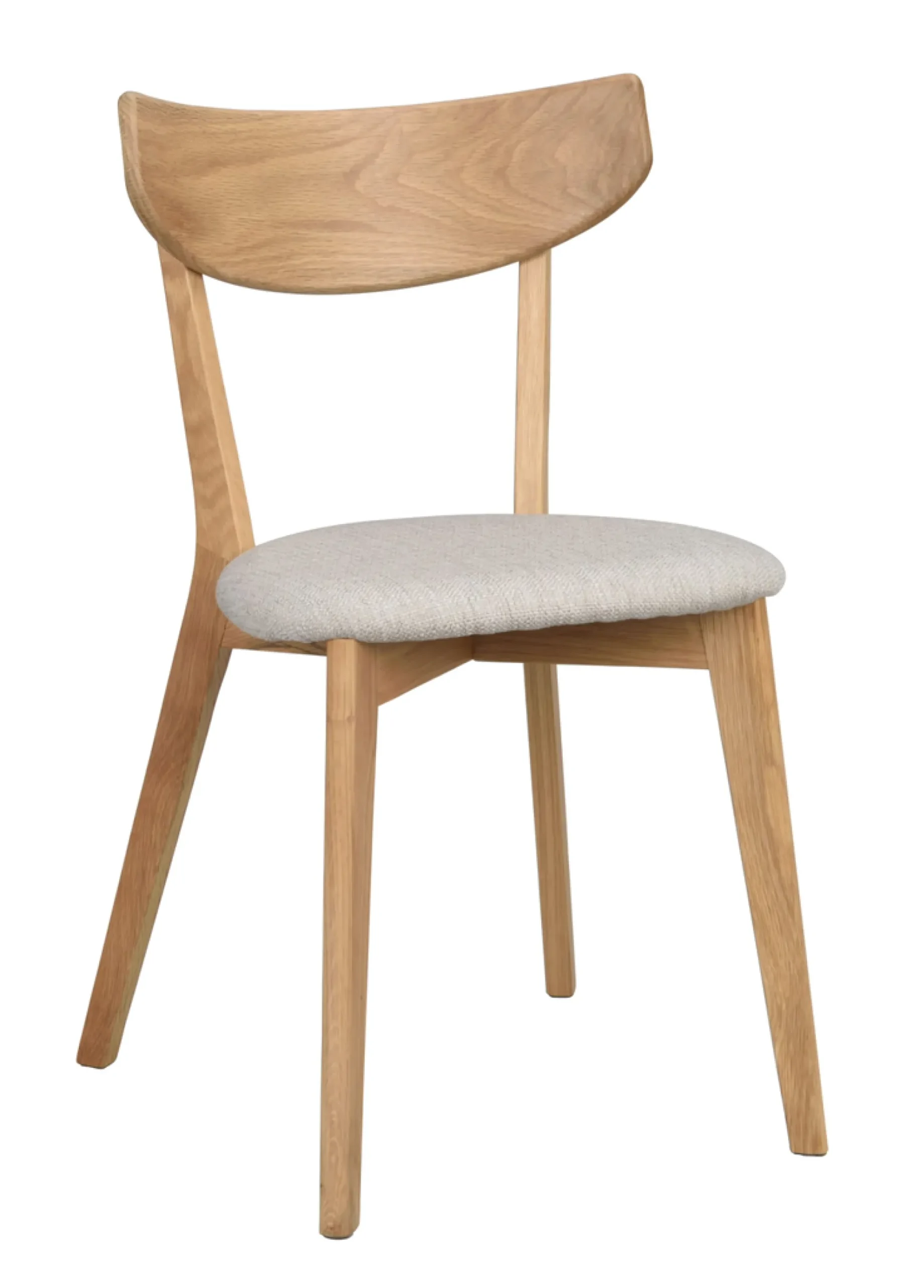 Ami (ruokatuoli lakattu tammi/beige-harmaa kangas)