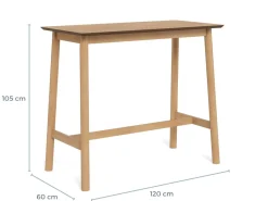 Barlow (baaripöytä 120x60x105 cm, lakattu tammiviilu/kumipuu)