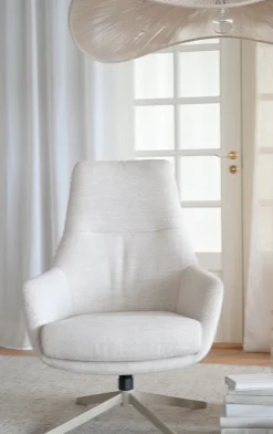 Conroe (lepotuoli vaalea beige kangas/beige metalli pyörivä)