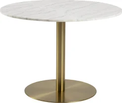Corby (ruokapöytä pyöreä 105 cm marmori valkoinen/messinki)