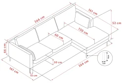Corwin (3,5-ist. divaanisohva oikea, vaalea beige kangas rita 1)