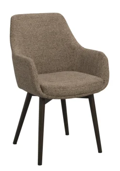 Denley (ruokatuoli käsinojilla tumma beige kangas/ruskea tammi jalat)