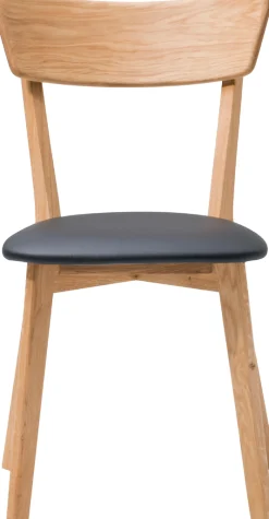 Denny (ruokapöydän tuoli öljytty tammi / musta keinonahkaistuin)