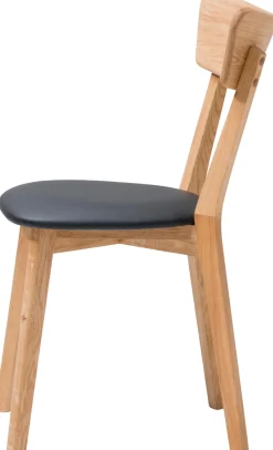 Denny (ruokapöydän tuoli öljytty tammi / musta keinonahkaistuin)