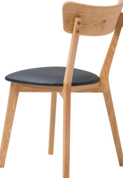 Denny (ruokapöydän tuoli öljytty tammi / musta keinonahkaistuin)