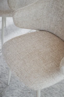 Drake (ruokatuoli käsinojilla vaalea beige kangas/beige metalli jalat)