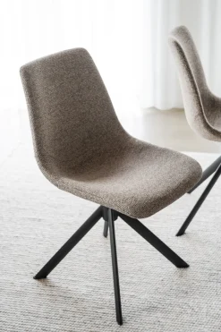 Dunmore (ruokatuoli tumma beige kangas/mustat metallijalat pyörivä-kallistuva)