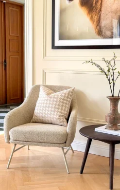 Eldwin (lepotuoli beige kangas/beige metalli)