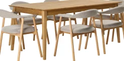 Frida & Addi (6-hengen ruokailuryhmä, beige/tammi 180cm)