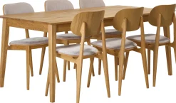 Frida & Starburst (6-hengen ruokailuryhmä, beige/tammi 180cm)