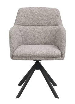 Gladstone (ruokatuoli käsinojilla tumma beige kangas/mustat metallijalat pyörivä-kallistuva)
