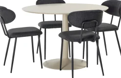 Ibiza & Denise (4-hengen ruokailuryhmä, beige/tummanharmaa, 110cm)