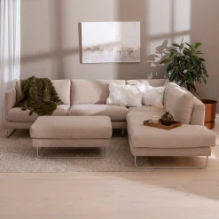 Jackson Soft (avokulmasohva oikea, beige / kromi jalka)