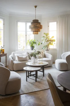 Marsden (sohvapöytä pyöreä 60 beige keramiikka/ruskea tammi)