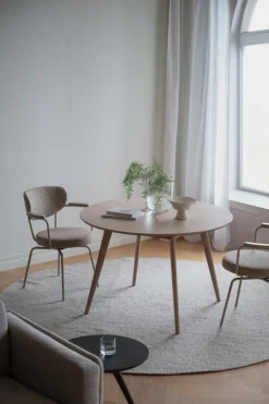 Merrick (ruokatuoli käsinojilla tumma beige kangas/beige metalli pyörivä)