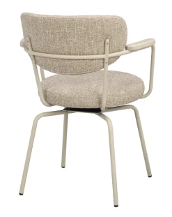 Merrick (ruokatuoli käsinojilla tumma beige kangas/beige metalli pyörivä)