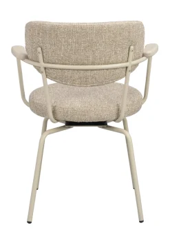 Merrick (ruokatuoli käsinojilla tumma beige kangas/beige metalli pyörivä)