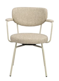 Merrick (ruokatuoli käsinojilla tumma beige kangas/beige metalli pyörivä)