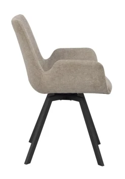 Norwell (ruokatuoli käsinojilla beige kangas/musta metalli pyörivä)