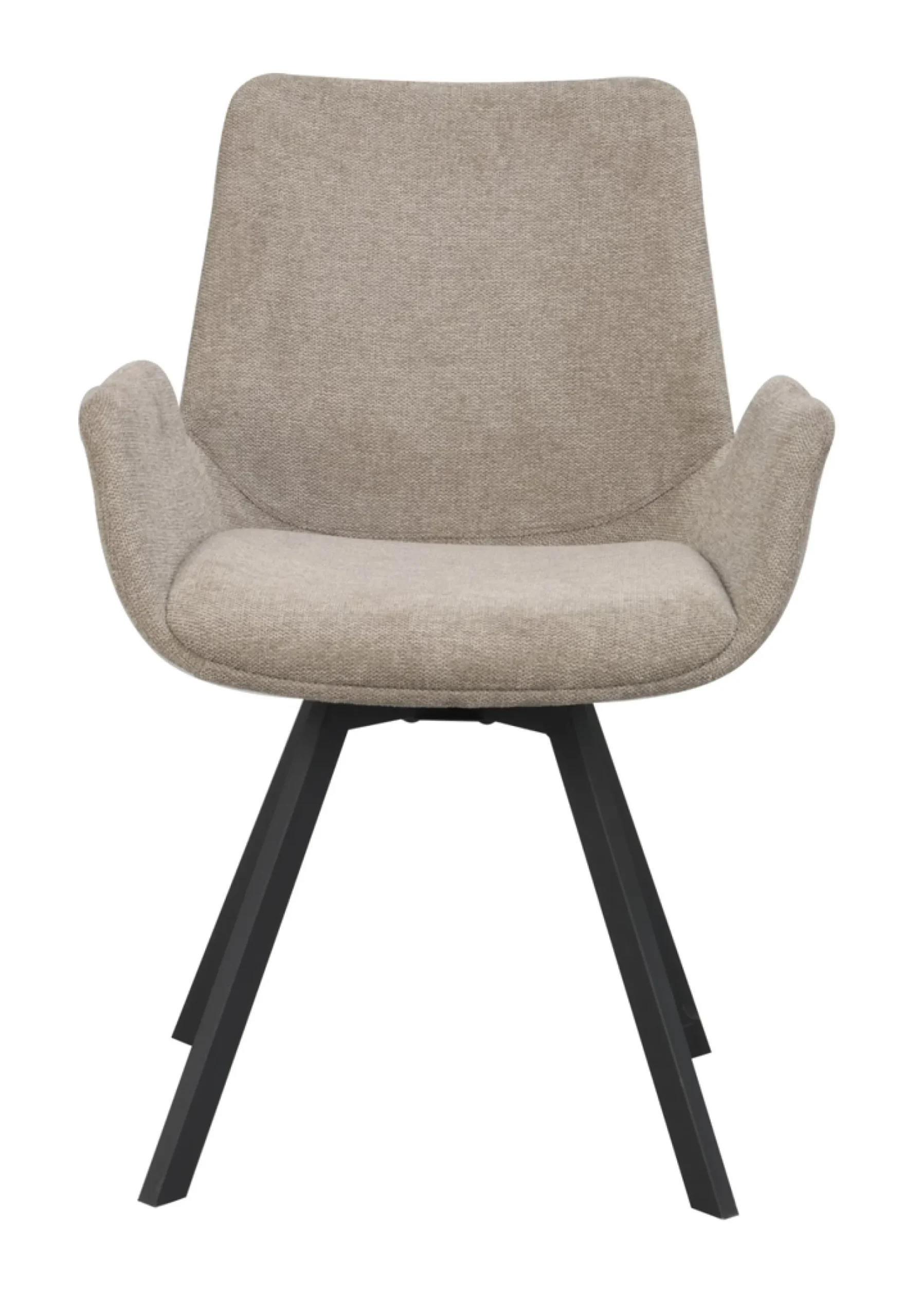 Norwell (ruokatuoli käsinojilla beige kangas/musta metalli pyörivä)