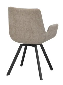 Norwell (ruokatuoli käsinojilla beige kangas/musta metalli pyörivä)