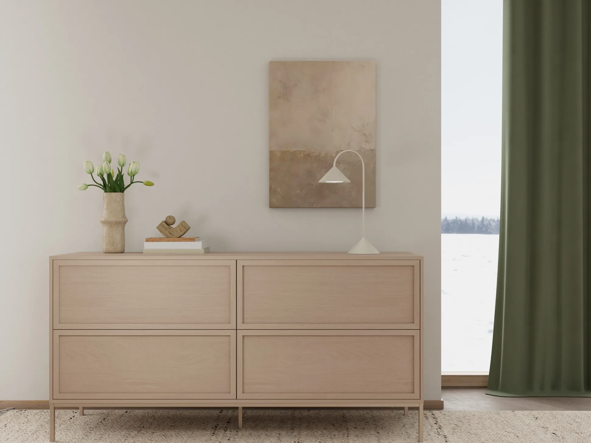 Palmdale (lipasto matala 157x40x80 cm beige/harmaa)