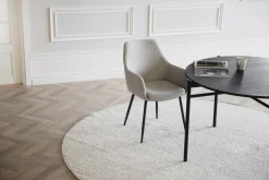 Reily (ruokatuoli käsinojilla beige kangas/musta metalli jalat)