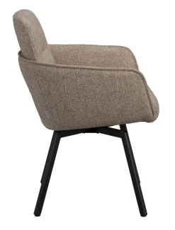 Roswell (ruokatuoli käsinojilla tumma beige kangas/ruskea metallijalat pyörivä)