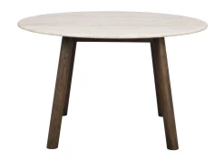 Taransay (ruokapöytä pyöreä 125 beige travertiini/ruskea tammi)