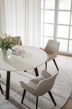 Taransay (ruokapöytä pyöreä 125 beige travertiini/ruskea tammi)