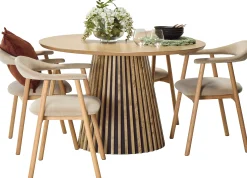 Venla & Addi (4-hengen ruokailuryhmä, beige/tammi 120cm)