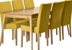 Venla (6-hengen ruokailuryhmä, keltainen/tammi 180cm)