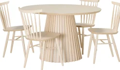 Venla (4-hengen ruokailuryhmä, pinnatuoleilla, valkolakattu 120cm)