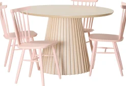 Venla (4-hengen ruokailuryhmä, pinnatuoleilla, roosa/valkolakattu 120cm)