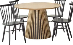 Venla (4-hengen ruokailuryhmä, pinnatuoleilla, musta/tammi ovaali 140 cm)
