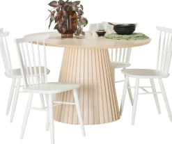 Venla (4-hengen ruokailuryhmä, pinnatuoleilla, valkoinen/valkolakattu 120cm)
