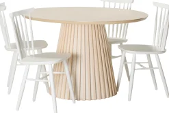 Venla (4-hengen ruokailuryhmä, pinnatuoleilla, valkoinen/valkolakattu 120cm)